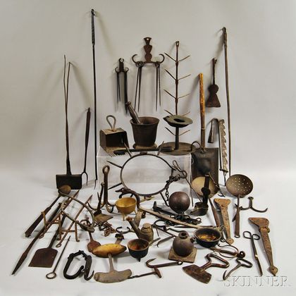 Group of Mostly Wrought Iron Domestic Items
