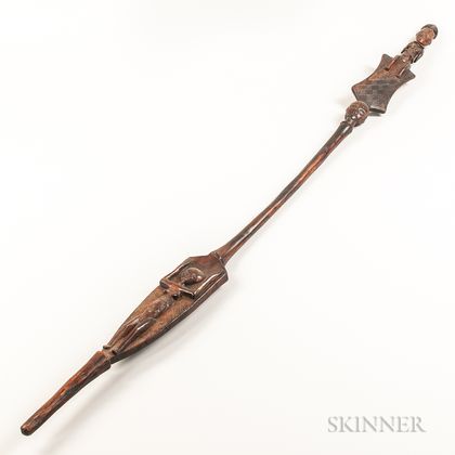Congo-style Carved Wood Staff
