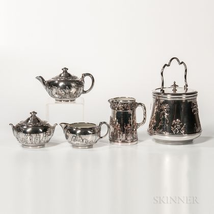 Five Wedgwood Silver-plated Stoneware Items