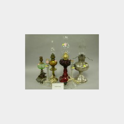 Eight Assorted Kerosene and Other Table Lamp Bases. 