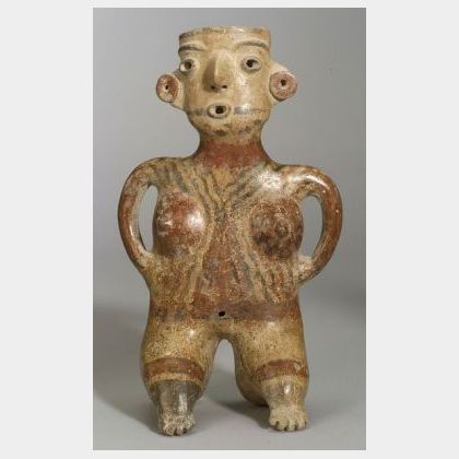 Pre-Columbian Polychrome Seated Female Figure