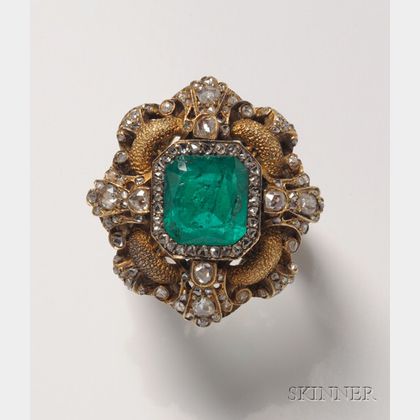 18kt Gold, Emerald, and Diamond Ring, Buccellati