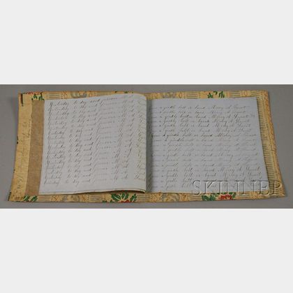 Floral Striped Wallpaper Covered Penmanship Booklet