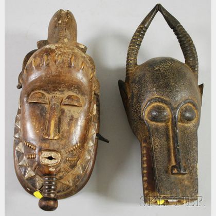 Two African Carved Wooden Masks
