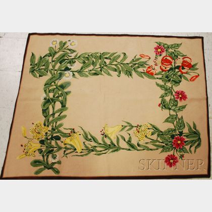 Machine-made Needlepoint Floral Rug