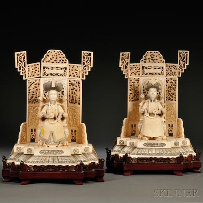 Two Ivory Carvings of an Imperial Couple