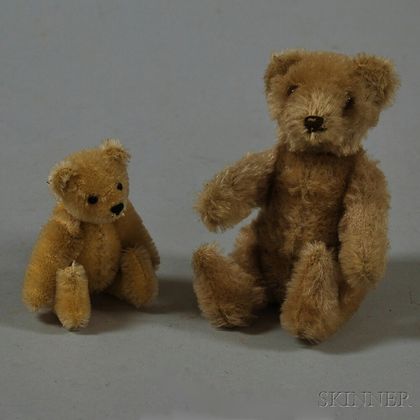 Two Miniature Articulated Mohair Teddy Bears