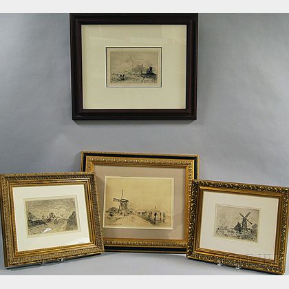 Johan-Barthold Jongkind (Dutch, 1819-1891) Set of Four Framed Prints: Leaving the Maison Cochin