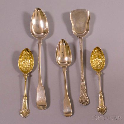 Five Pieces of English Silver Flatware