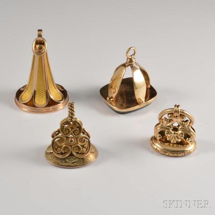 Four Gold Victorian Fobs