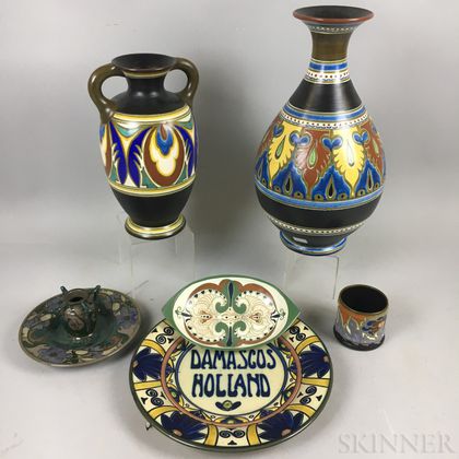 Six Gouda Pottery Items