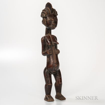 Baule-style Carved Wood Standing Female Figure