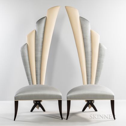 Pair of Christopher Guy X-leg High-back Chairs