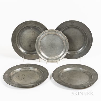 Five Pewter Plates