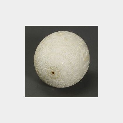 Carved Commemorative Ostrich Egg with Biblical Scenes. 