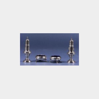 Two Pairs of George II/III Open Salts and Pepper Casters