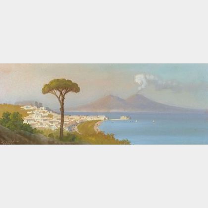 Antonio Coppola (Italian, b. 1839) Panoramic View of Naples and Mount Vesuvius.