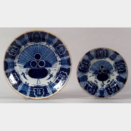 Two Delft Blue Peacock Pattern Plates
