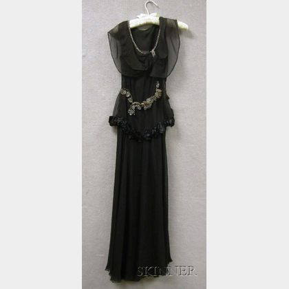 1930s Sheer Silk and Paste Evening Dress