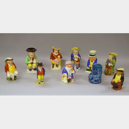 Ten Assorted Glazed and Hand-painted Ceramic Toby Jugs