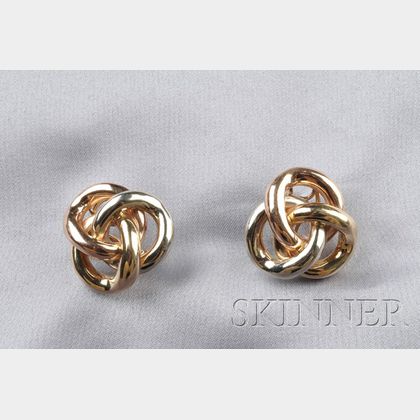14kt Tricolor Gold Earclips