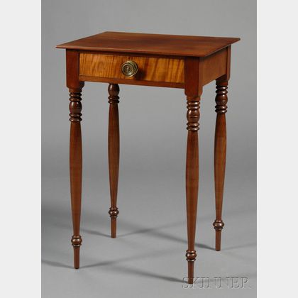 Federal Mahogany, Tiger Maple, and Cherry One-drawer Work Table