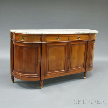 Continental Neoclassical-style Walnut and Marble-top Sideboard