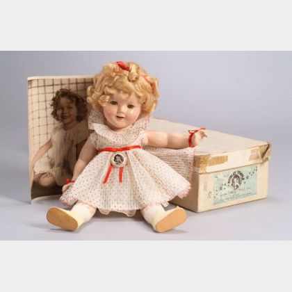 Ideal Boxed Composition Shirley Temple Doll with Pin and Photo