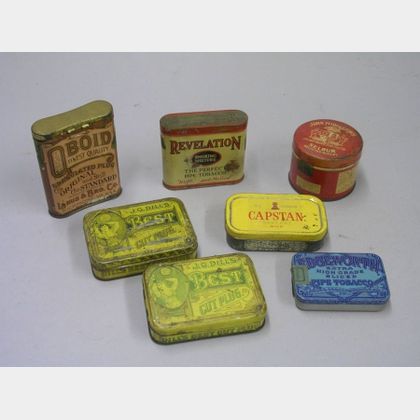 Seven Lithographed Tobacco and Cigarette Tins