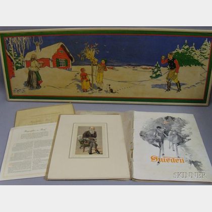 Set of Nine Petrolagar Promotional Vanity Fair Caricature Portrait Prints and a 1912 Sweden Promotional Magazine