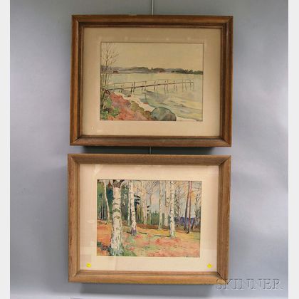 Reidar Lampe (Norwegian, 1887-1964) Two Watercolors : Cape Cod
