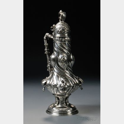 Large Revival-style Silver Flagon