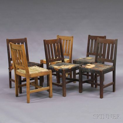 Set of Six Arts & Crafts Oak Dining Chairs