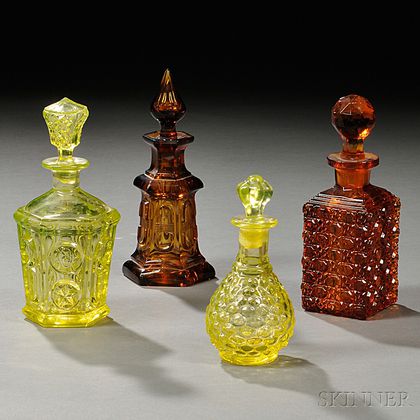 Four Pressed Glass Colognes