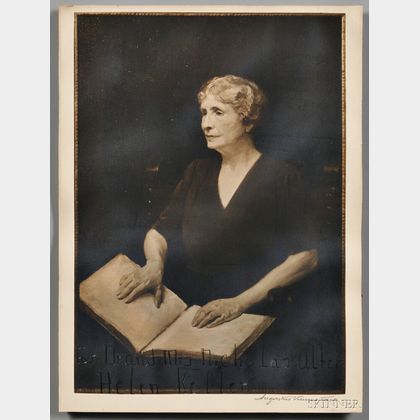 Keller, Helen (1880-1968) Signed Photo of the Augustus Vincent Tack (1870-1949) Oil Portrait.