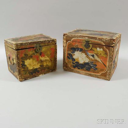 Two Paint-decorated Chinese Tea Boxes