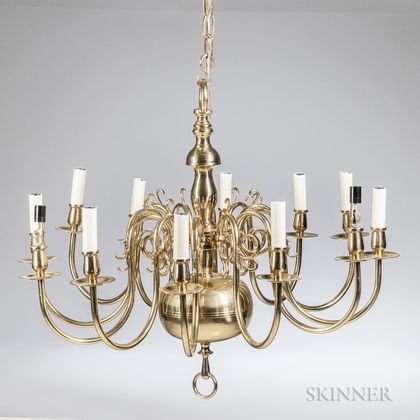 Baroque-style Brass Twelve-light Chandelier