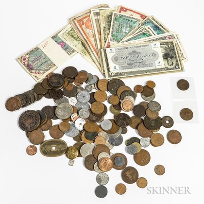 Group of World Coins and Currency