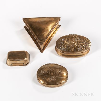 Four Brass Snuffboxes