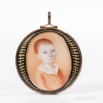 American School, Early 19th Century Portrait Miniature of a Red-haired Boy
