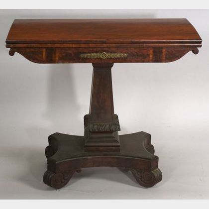Classical Carved and Veneered Mahogany Card Table, attributed to Vose and Son