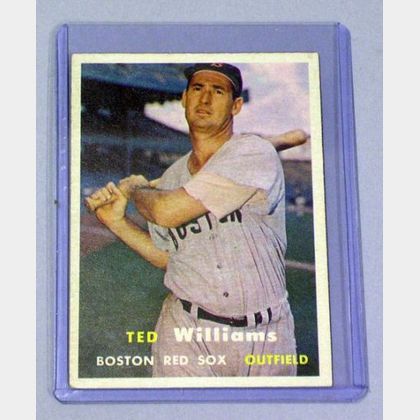 Sold at auction 1957 Topps No. 1 Ted Williams Baseball Card. Auction Number  2316 Lot Number 181