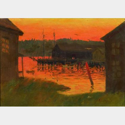 Amy Florence Dalrymple (American, 20th Century) Harbor View at Sunset