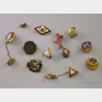 Twelve School and Organizational Pins and Buttons