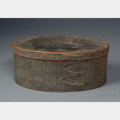 Shaker Green-painted Oval Covered Storage Box