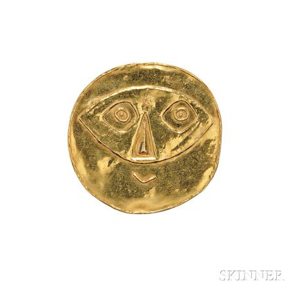 23kt Gold "Tete du Masque" Medallion, Pablo Picasso