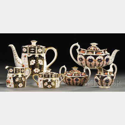 Eleven Royal Crown Derby Porcelain Teaware Items