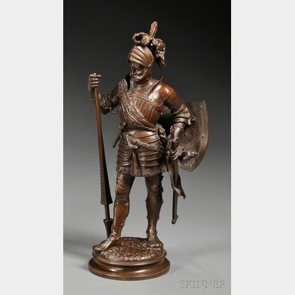 Johannes Boese (German, 1856-1917) Bronze Figure of a Knight