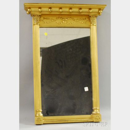 Classical-style Giltwood and Gesso Tabernacle Mirror