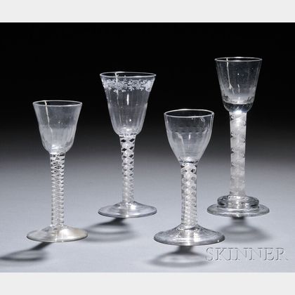 Four Double-series Opaque-twist Wineglasses